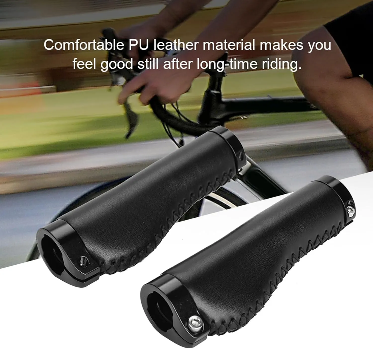 1 Pair PU Bike Handle rips, Foldin Lockable Handle rips, Motain Cyclin rips for Beach Cruiser Foldin Bike(Black)