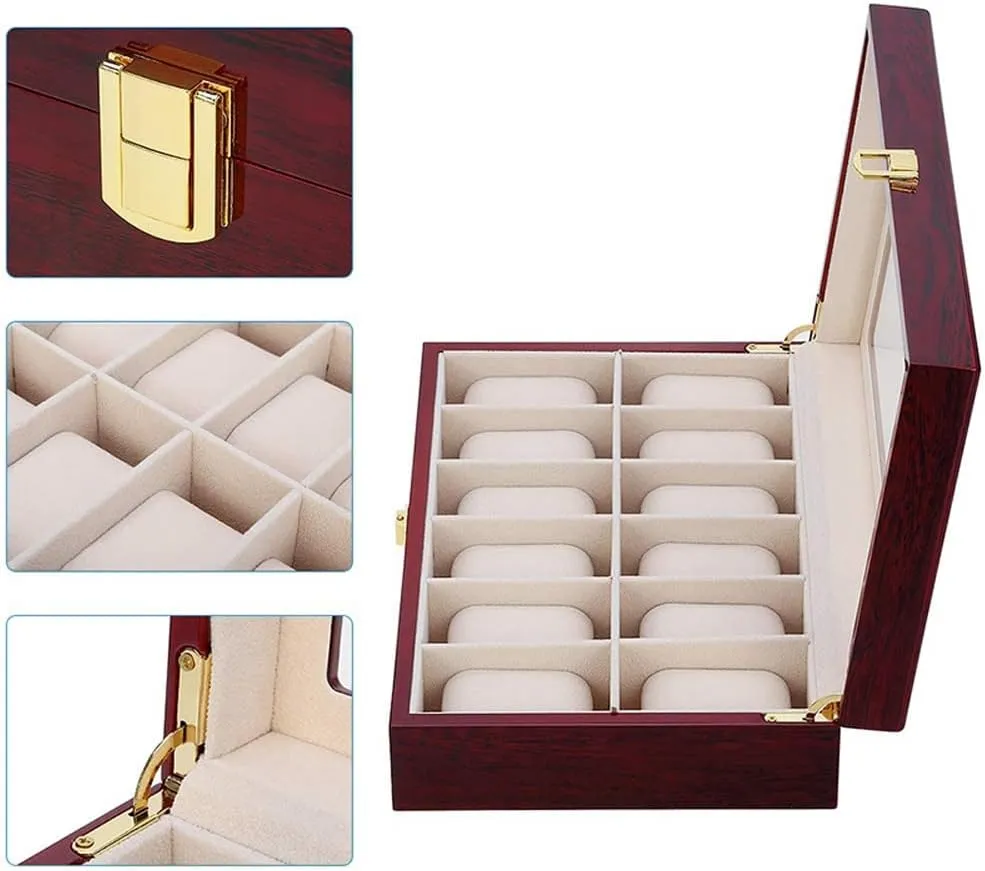 10 Slots Watch Boxes Organizer 12 Grids Wood 2 3 5 6 Slot Watches Holder Stand Case Jewelry Display Wooden Storage Gift Box