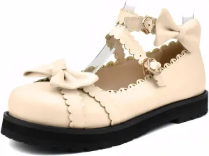 100FIXEO Women's Ankle Strap Platform Mary Janes Kawaii Goth Shoes with Bows