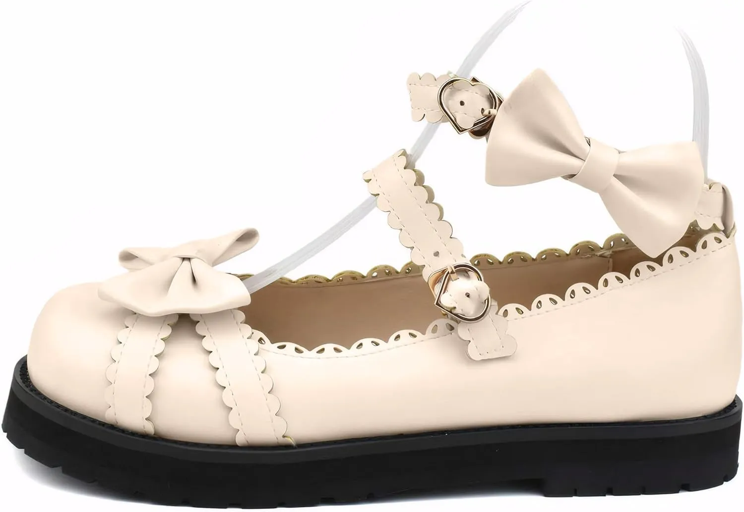 100FIXEO Women's Ankle Strap Platform Mary Janes Kawaii Goth Shoes with Bows