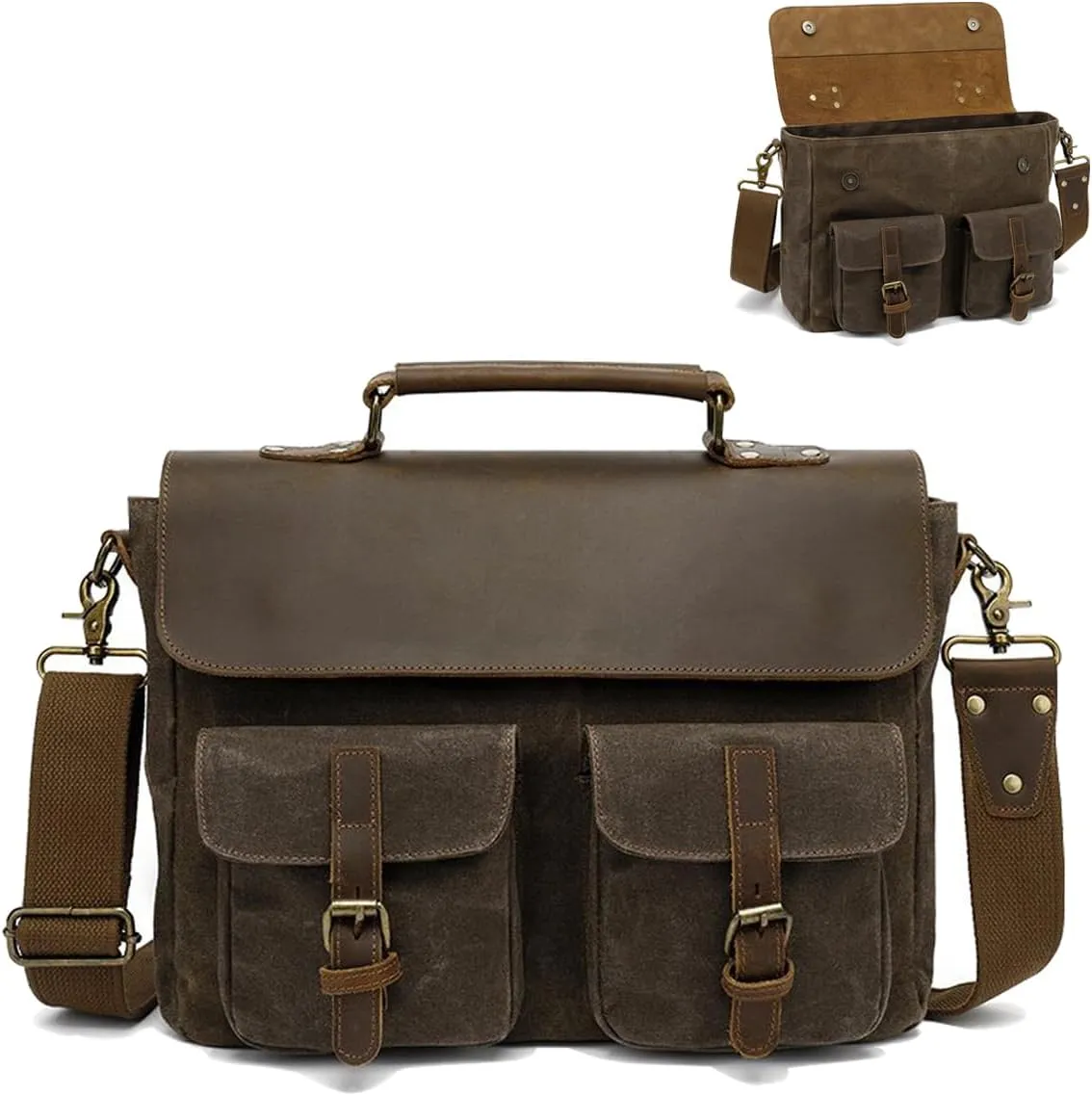 14 Inch laptop Bag Portable,Vintage Briefcase For Men/Women,Unisex Office Crossbody Bag