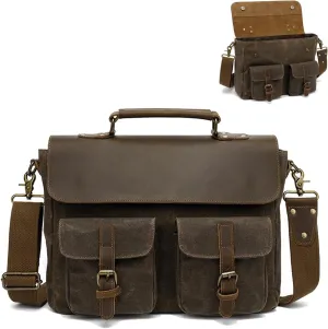 14 Inch laptop Bag Portable,Vintage Briefcase For Men/Women,Unisex Office Crossbody Bag