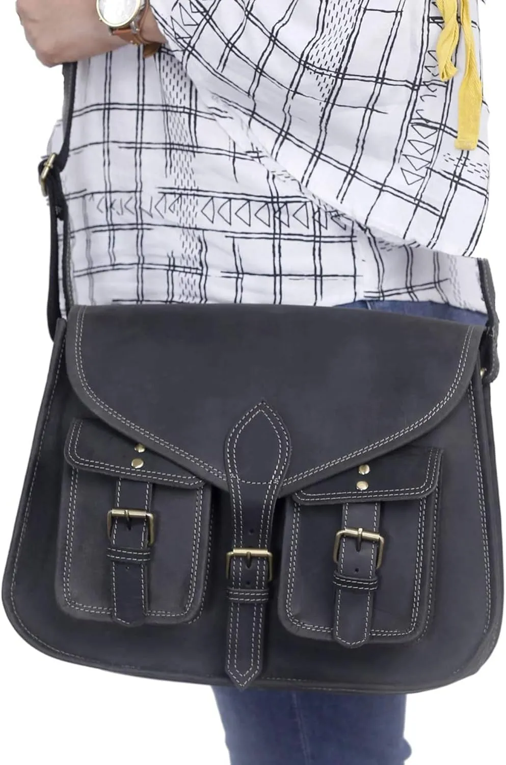 14 Inch Leather Purse Women Shoulder Bag Crossbody Satchel Ladies Tote Travel Purse Genuine Leather