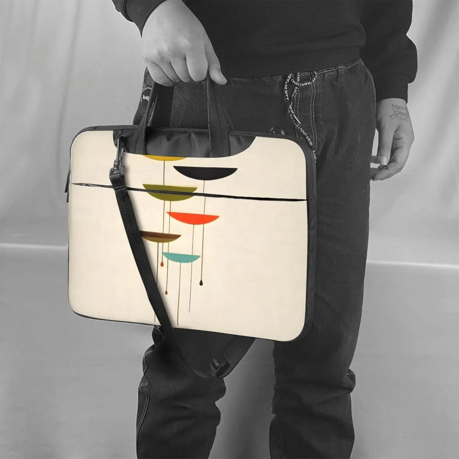 15.6-Inch Laptop Computer And Tablet Shoulder Bag Carrying Case,Business Casual,Music Note Patterns Print