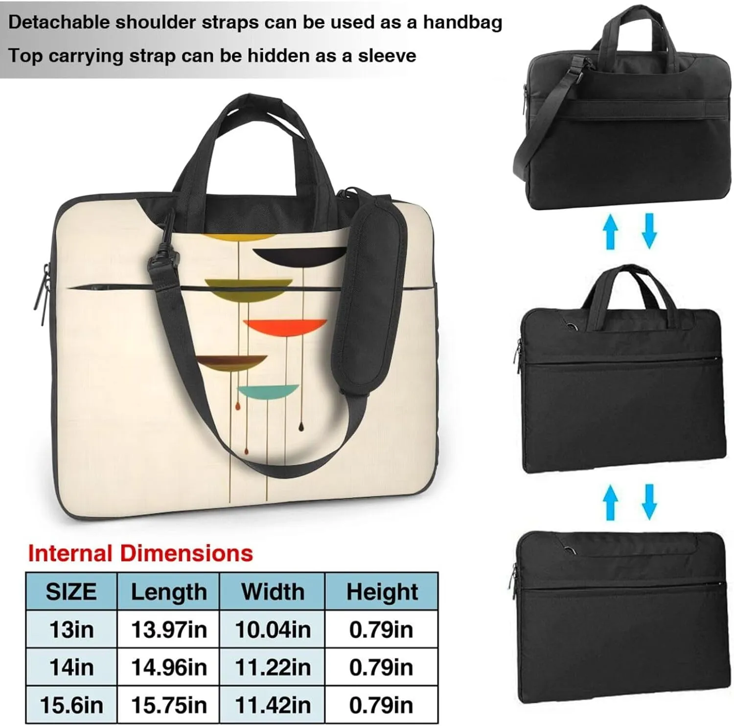 15.6-Inch Laptop Computer And Tablet Shoulder Bag Carrying Case,Business Casual,Music Note Patterns Print