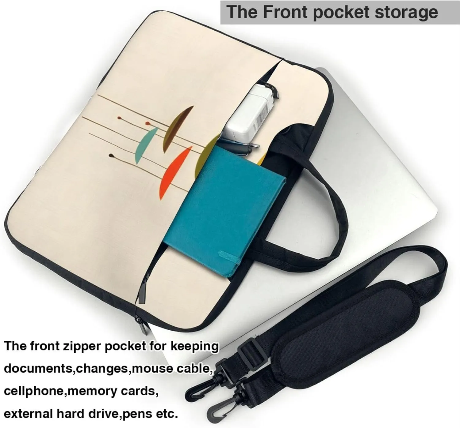 15.6-Inch Laptop Computer And Tablet Shoulder Bag Carrying Case,Business Casual,Music Note Patterns Print