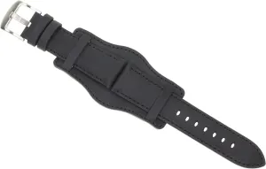 16mm German Military Aviator Watch Strap Swiss Army Black Leather Cuff Watch Band Black 16 mm Bund