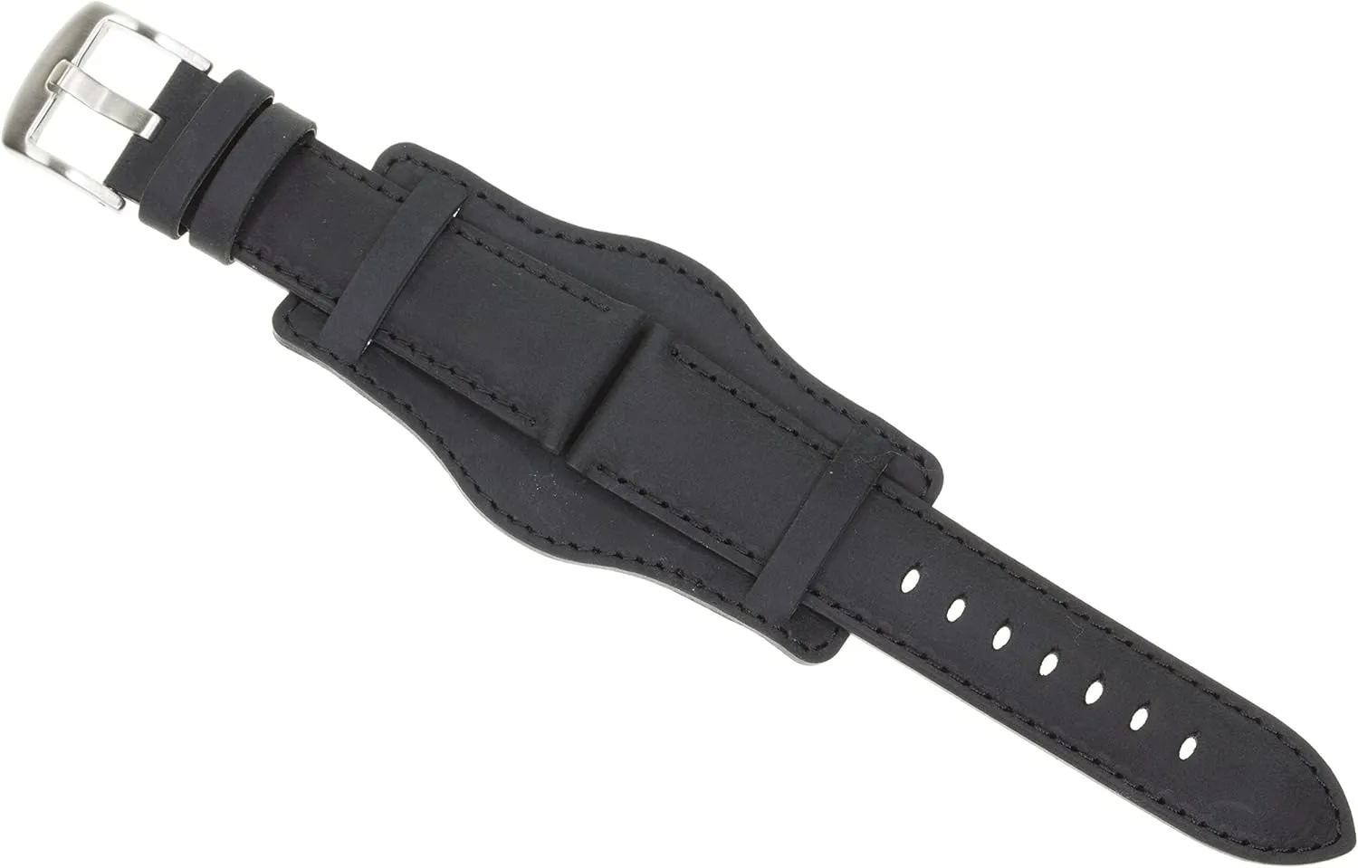 16mm German Military Aviator Watch Strap Swiss Army Black Leather Cuff Watch Band Black 16 mm Bund