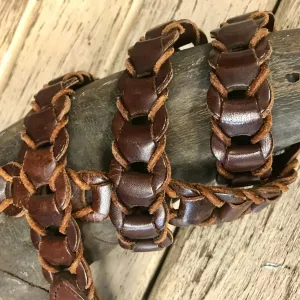 1970's Vintage Handcrafted Brown Leather Belt Sz M - OOAK