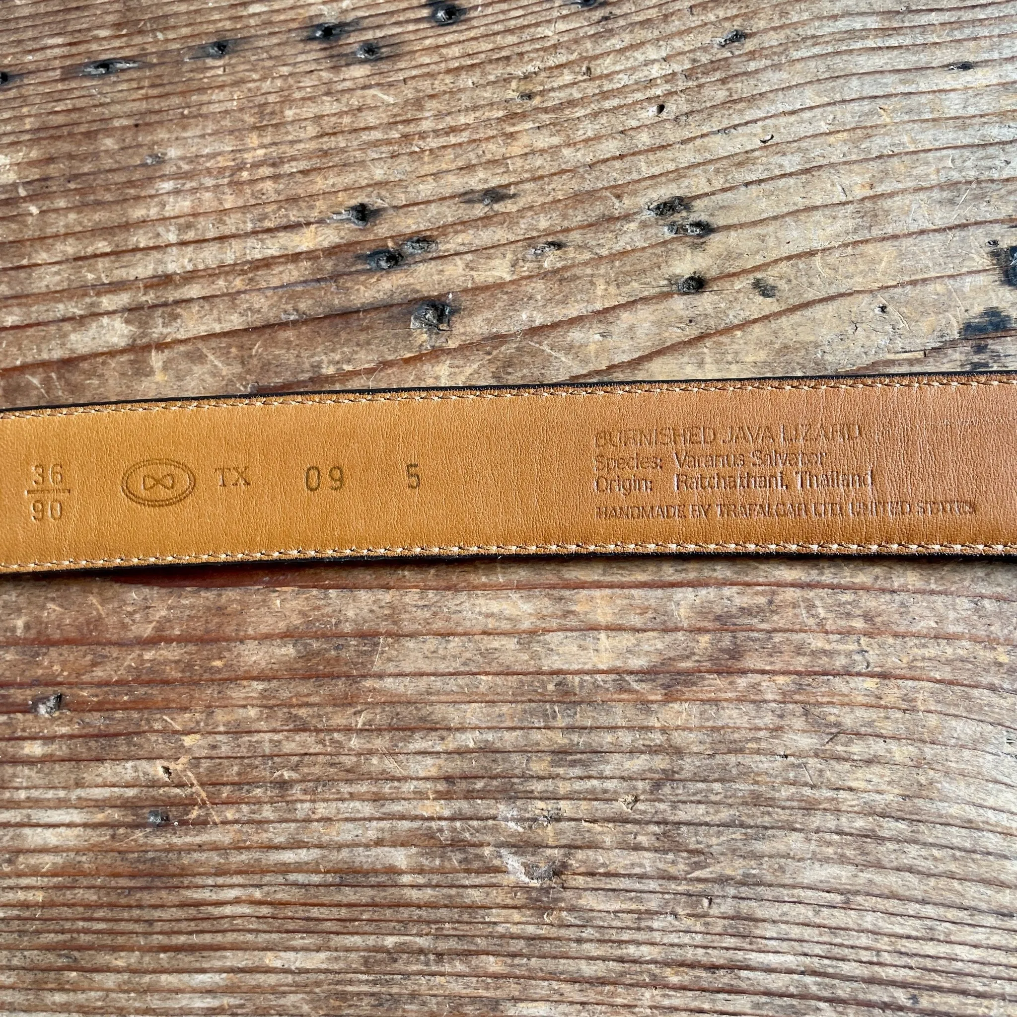1990's Vintage Brown Lizard Leather Belt Sz M - OOAK
