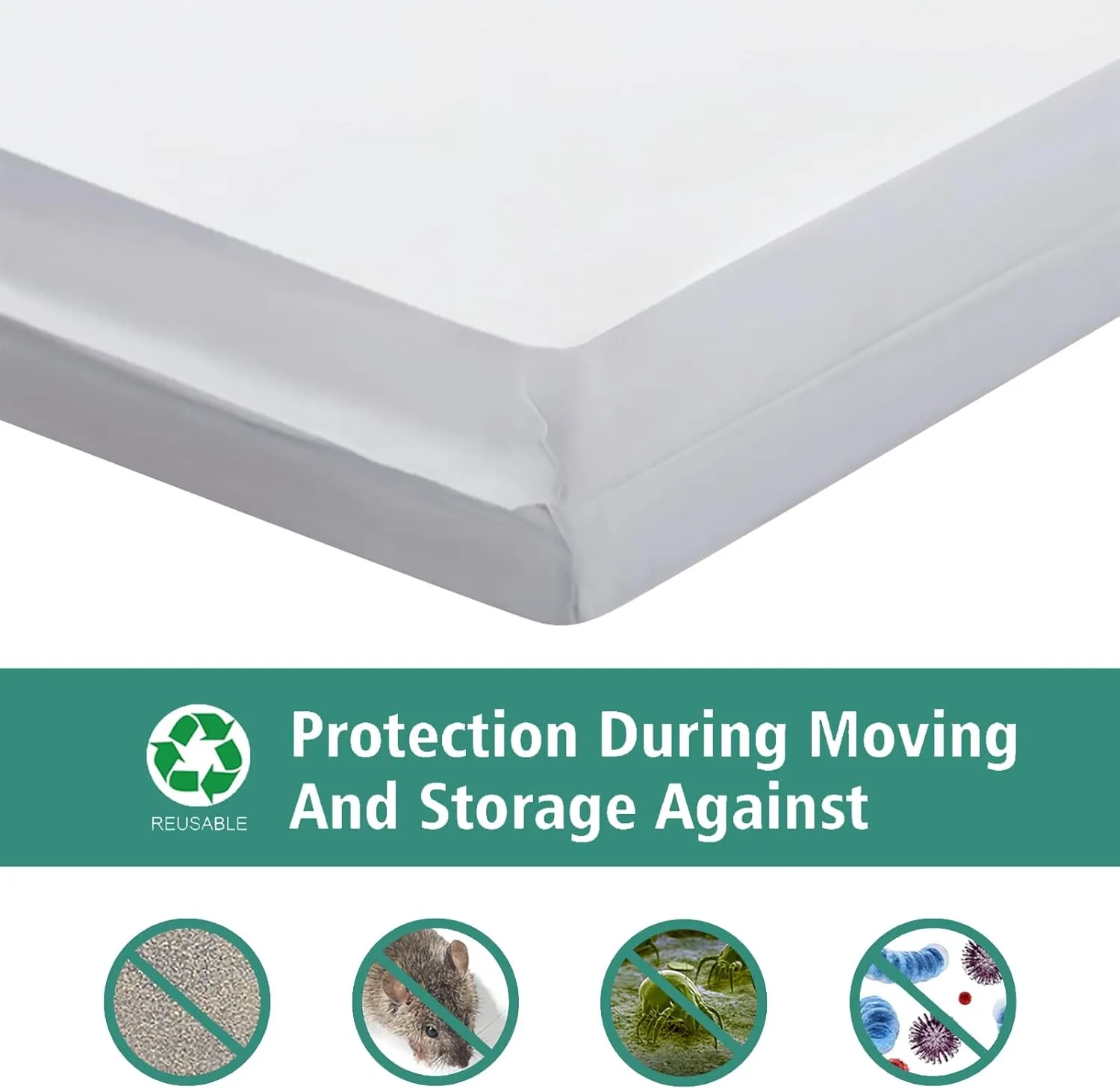 [2-Pack 5-Mil] HOMEIDEAS Mattress Bag (Queen/King) for Moving and Storage Opaque Mattress Disposal Bag - Heavy Duty & Tear Resistant