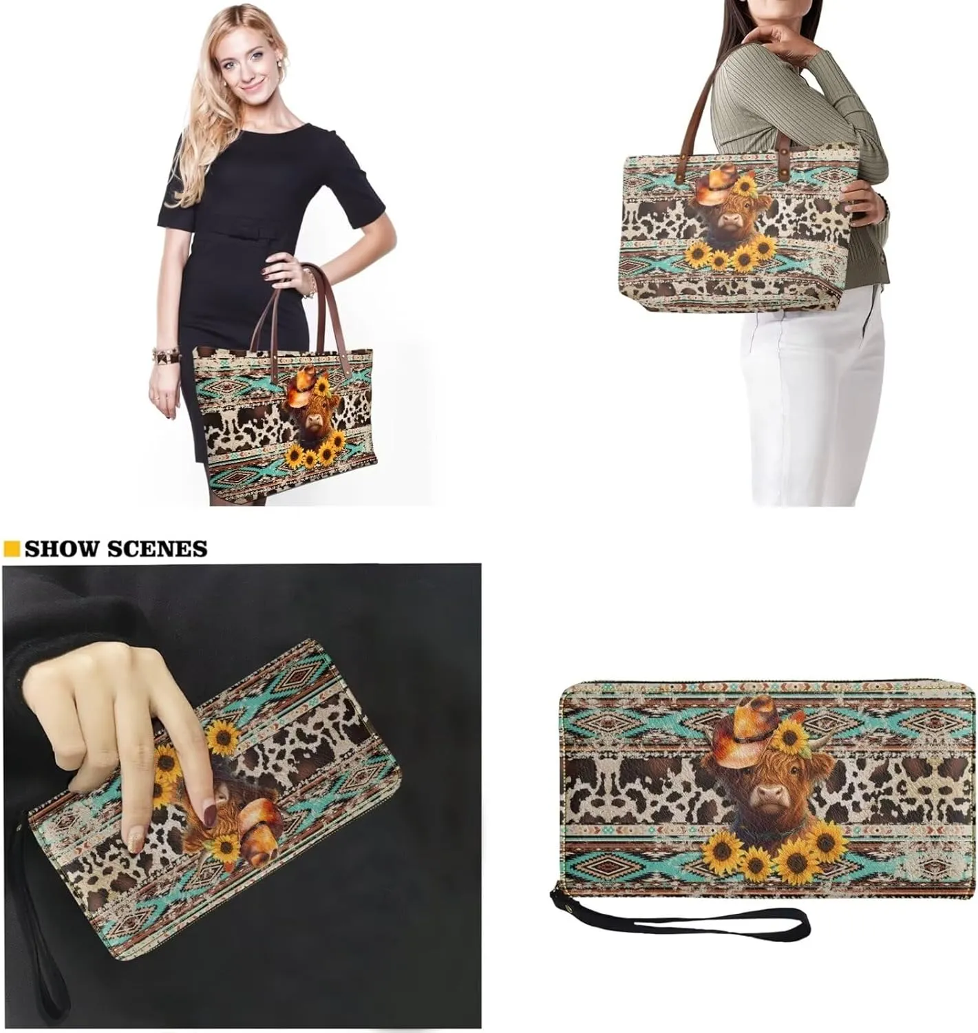 2 PCS Purse and Wallet Set for Women, Lightweight Large Top Handle Purse with PU Wallet for Work Party Shopping