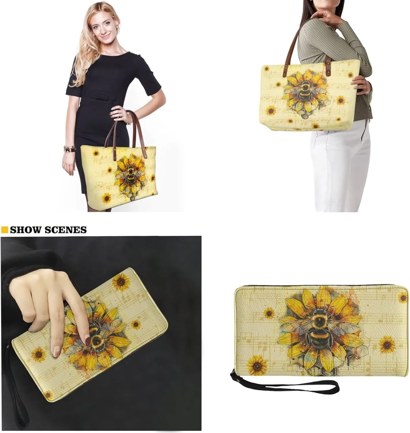 2 PCS Purse and Wallet Set for Women, Lightweight Large Top Handle Purse with PU Wallet for Work Party Shopping