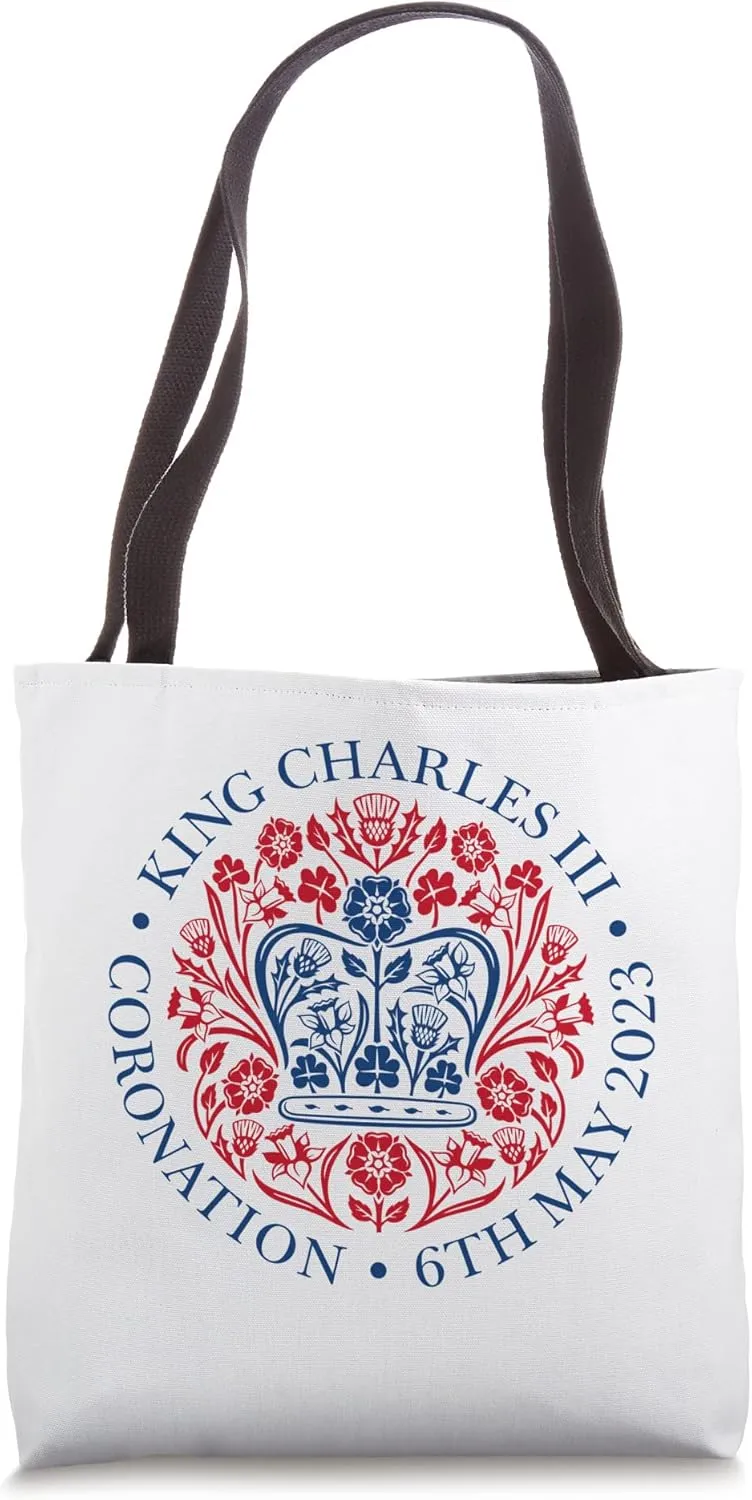 2023 Coronation King Charles UK British Crown Emblem Logo Tote Bag