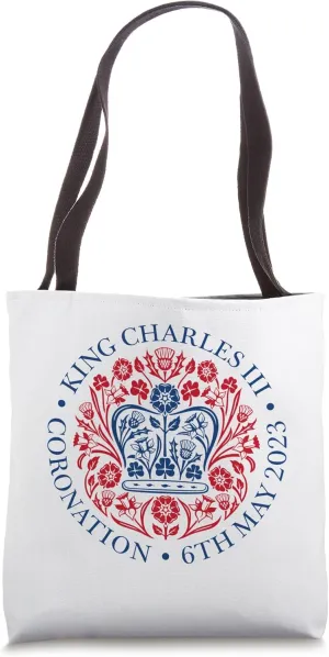 2023 Coronation King Charles UK British Crown Emblem Logo Tote Bag