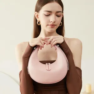 2023 New Ladies Genuine Leather Shoulder Handle Underarm Crescent Bag, Y2k Fashionable Adjustable Moon Bag With Handle. (coffee)