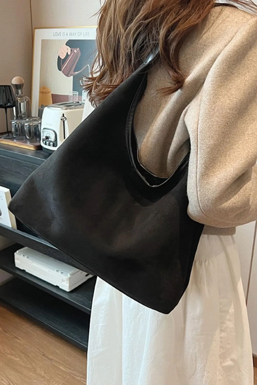 2024 New Suede Hobo Bag for Women Slouchy Purse Fall Office Tote Handbag