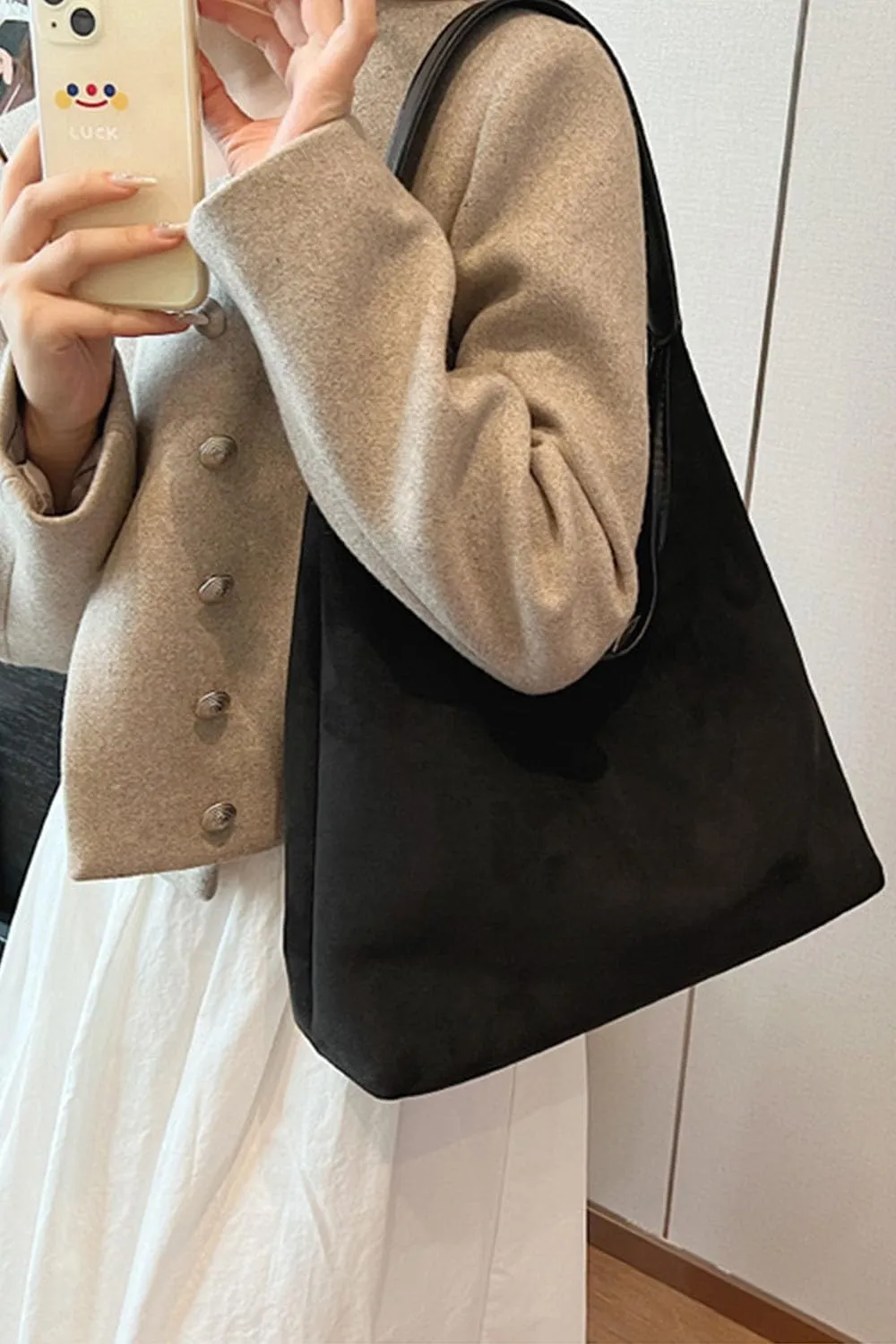 2024 New Suede Hobo Bag for Women Slouchy Purse Fall Office Tote Handbag