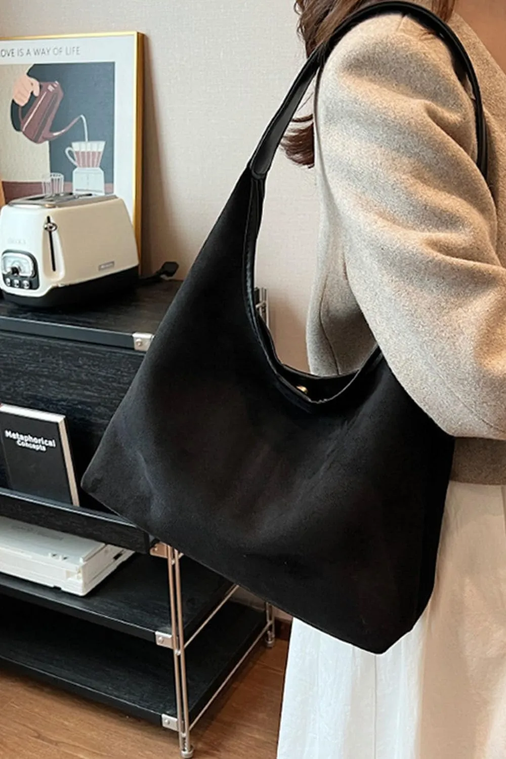 2024 New Suede Hobo Bag for Women Slouchy Purse Fall Office Tote Handbag