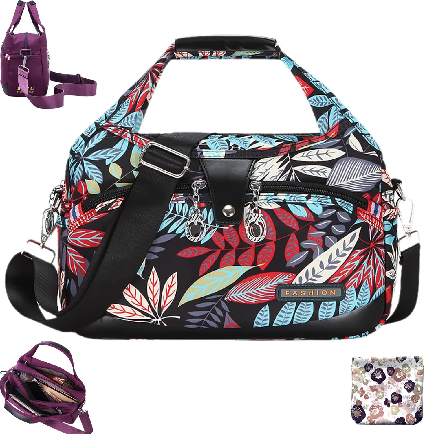 2025 New Blaciokamith Soft Side Lightweight Underseat Tote Bag, Multi-Pocket Fashion Waterproof Anti-Theft Handbag Crossbody