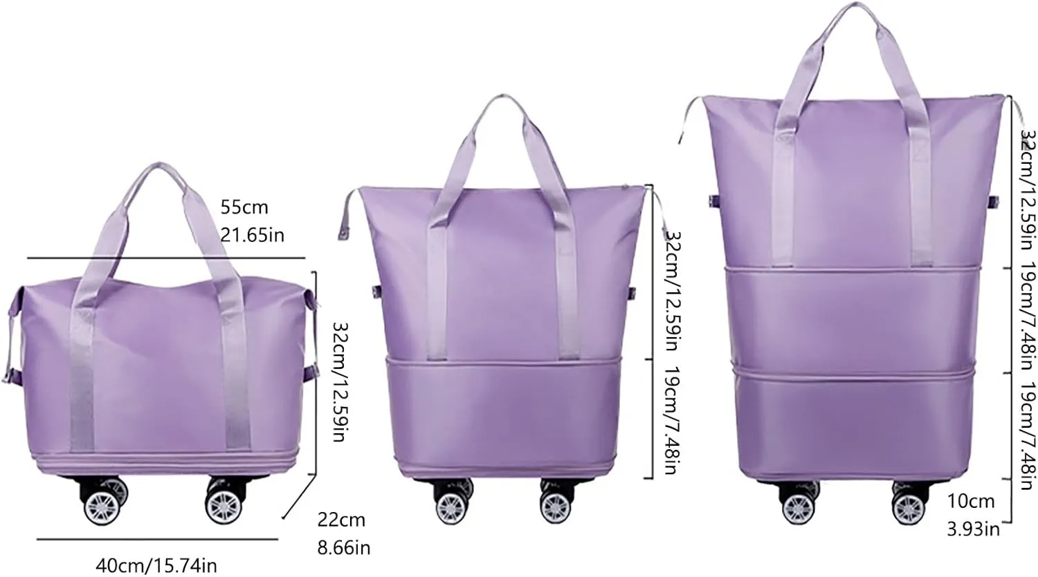 2025 New Rolling Duffle Bag with Wheels, Large Capacity Travel Bag - Universal Wheel Removable, Expandable Foldable Duffle Bags, Dry and Wet Separation, Dry and Wet Separation (Green)