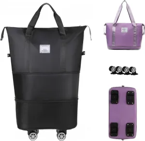 2025 New Travel Bag with Wheels, Expandable & Foldable Large Capacity Rolling Luggage, Adjustable Shoulder Strap & Detachable Wheels(Black)