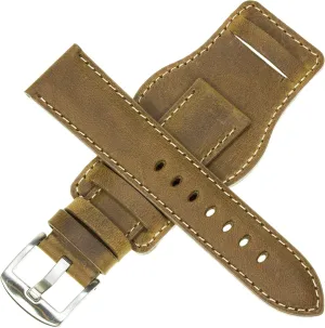 20mm German Military Aviator Watch Strap Swiss Army Brown Leather Cuff Watch Band Brown 20 mm Bund X1