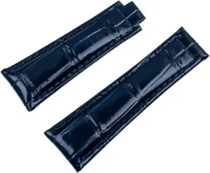 20mm Italian Cowhide Soft Watch Band Leather Watchband Suitable for Rolex Strap Daytona Submariner Deepsea GMT OYSTERFLEX Belt (Color : Blue, Size : Black Buckle)