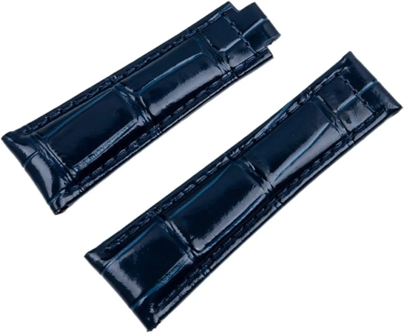 20mm Italian Cowhide Soft Watch Band Leather Watchband Suitable for Rolex Strap Daytona Submariner Deepsea GMT OYSTERFLEX Belt (Color : Blue, Size : Black Buckle)