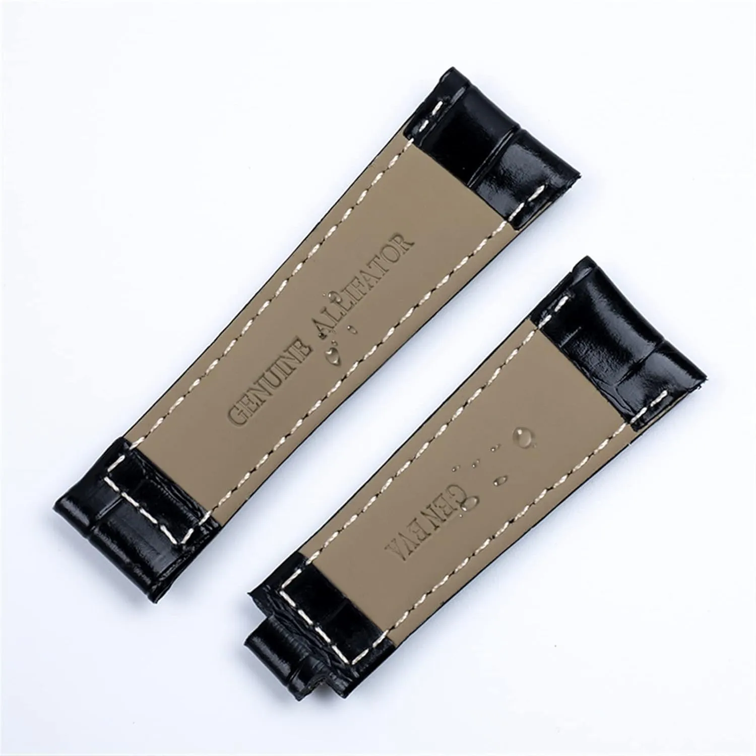 20mm Italian Cowhide Soft Watch Band Leather Watchband Suitable for Rolex Strap Daytona Submariner Deepsea GMT OYSTERFLEX Belt (Color : Blue, Size : Black Buckle)