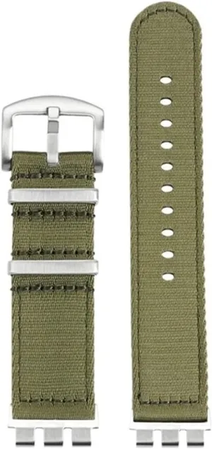 21mm Modified Metal Steel Adapter Waterproof Nylon Watch Strap Fit for Swatch YVS400 YVS420 YVS451 454