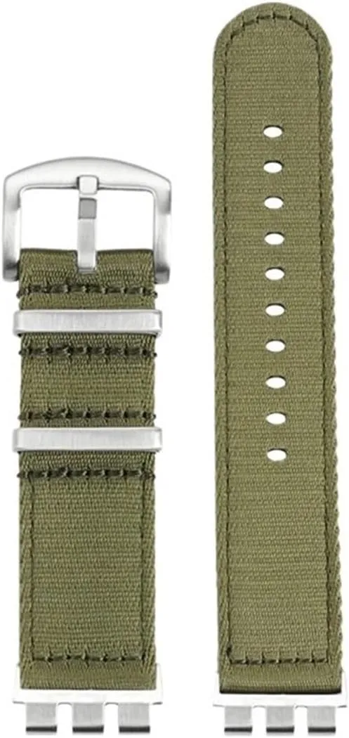 21mm Modified Metal Steel Adapter Waterproof Nylon Watch Strap Fit for Swatch YVS400 YVS420 YVS451 454