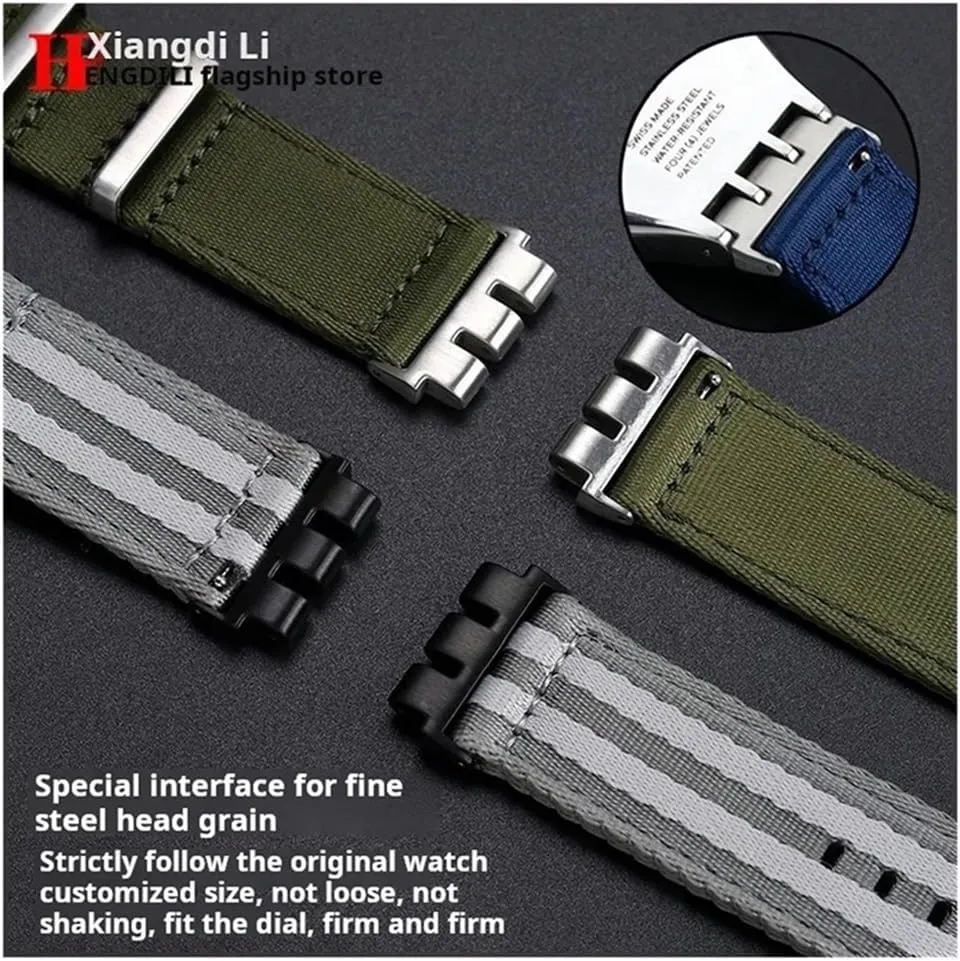 21mm Modified Metal Steel Adapter Waterproof Nylon Watch Strap Fit for Swatch YVS400 YVS420 YVS451 454