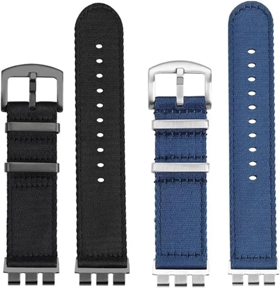 21mm Modified Metal Steel Adapter Waterproof Nylon Watch Strap Fit for Swatch YVS400 YVS420 YVS451 454
