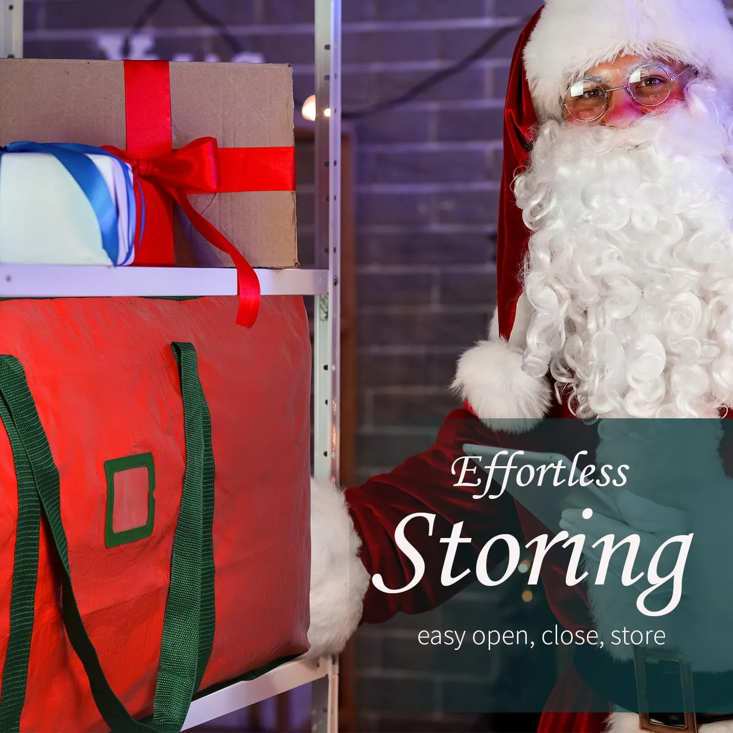 264L Extra Large Storage Bags, Heavy Duty Huge Moving Bags with Zipper and Stronger Handles, Waterproof Material Protect from Dust&Moisture, Foldable Duffle Bag for Travel Storage, Christmas Tree Bag