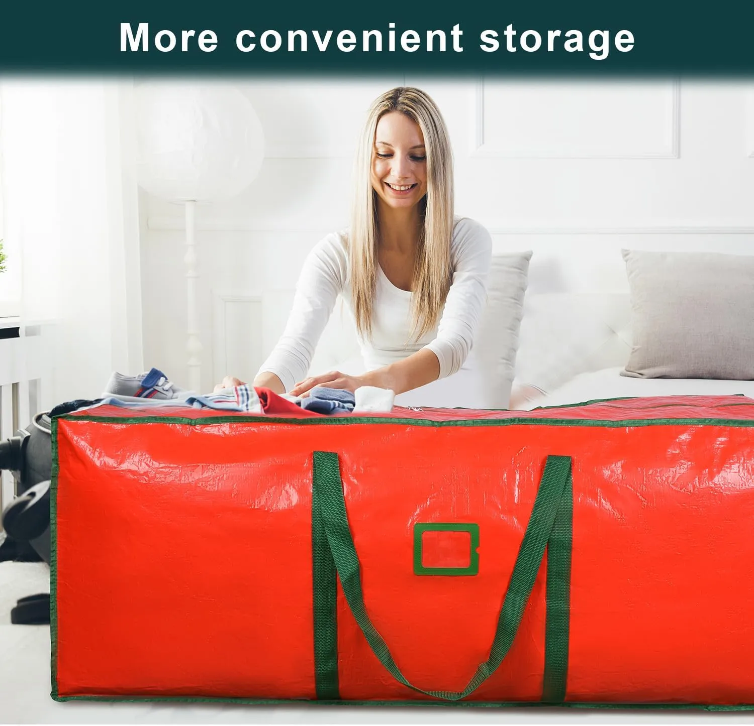 264L Extra Large Storage Bags, Heavy Duty Huge Moving Bags with Zipper and Stronger Handles, Waterproof Material Protect from Dust&Moisture, Foldable Duffle Bag for Travel Storage, Christmas Tree Bag