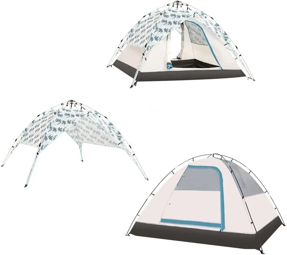 3-4 Person Camping Tent Automatic Family Tent with Removable Rainfly Lightweight Tent with Stakes for Camping Traveling Backpacking Hiking Outdoors (Yellow)