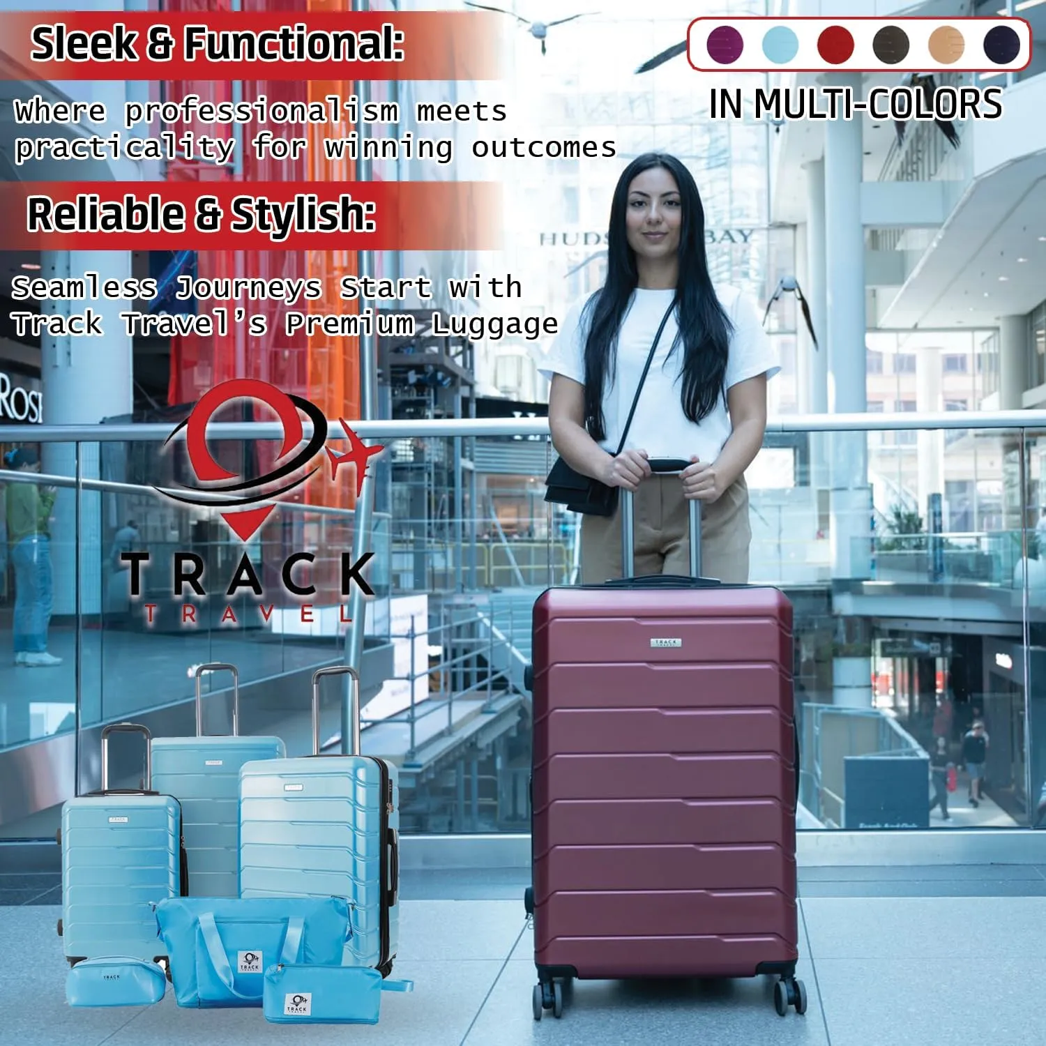 3 Piece Luggage Set ABS PC Expandable Hardshell TSA Lock Aluminum Trolley Spinner Wheels (Sky Blue, 6 Piece Set)