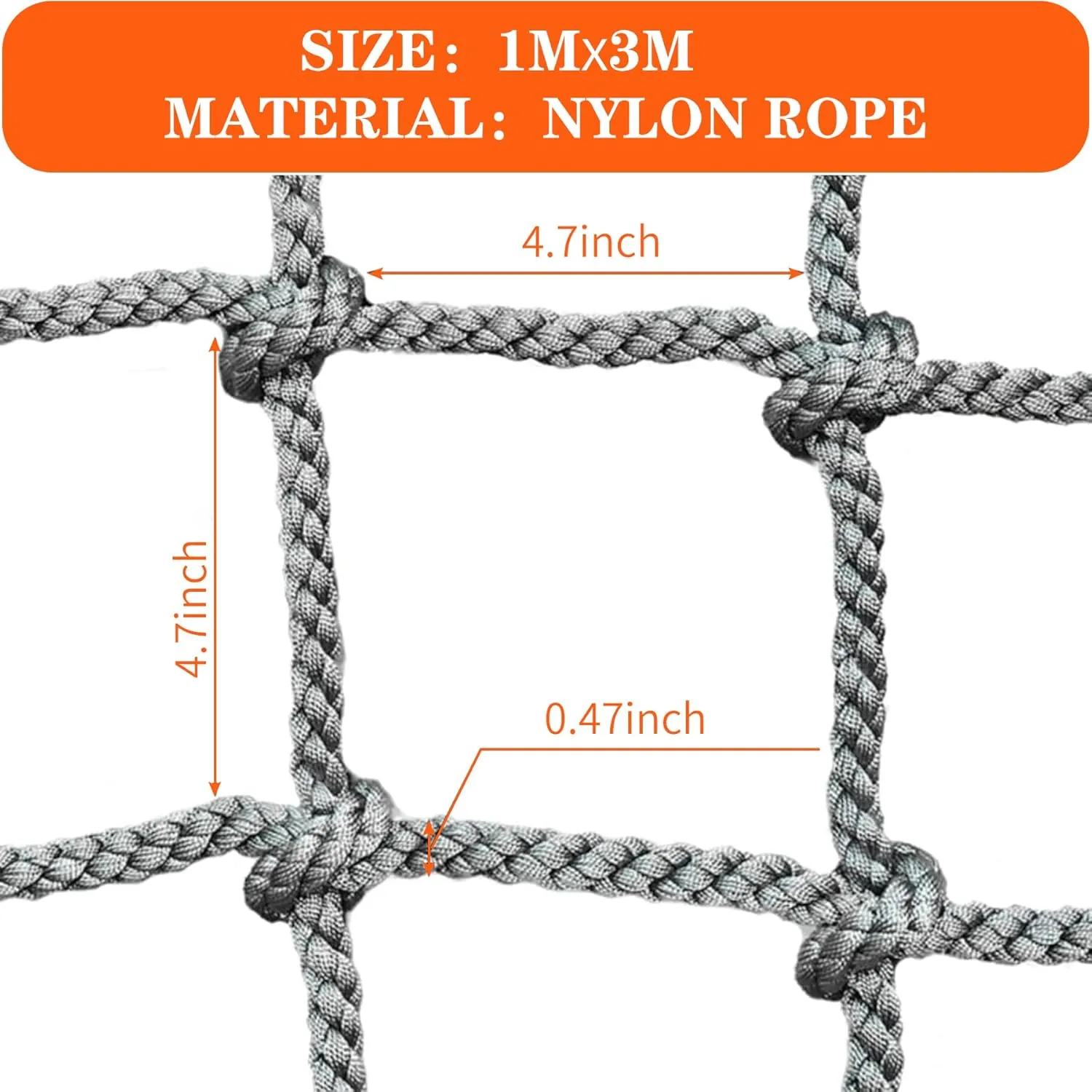 3.3' X 9.9' Nylon Playground Net, Heavy Duty Large Military Climbing Cargo Net, Kids Safety Protection Net, Rope Ladder, Swingset, for Kids & Adult, Indoor & Outdoor, Treehouse, Jungle Gyms
