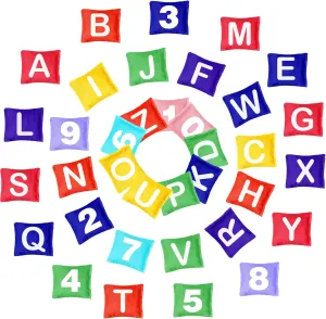 36 Pieces Mini Alphabet Beanbags 0-9 Number Beanbags Alphabet Bean Bags Learn Numbers Classroom Bean Bags Learn Letters Multicolor Preschool Learning and Education Toys