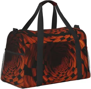 3D Brown Checkered Duffle Bag Foldable Travel Tote Bag Carry On Large Weekender Overnight Bags Waterproof Gym Bag For Women Men