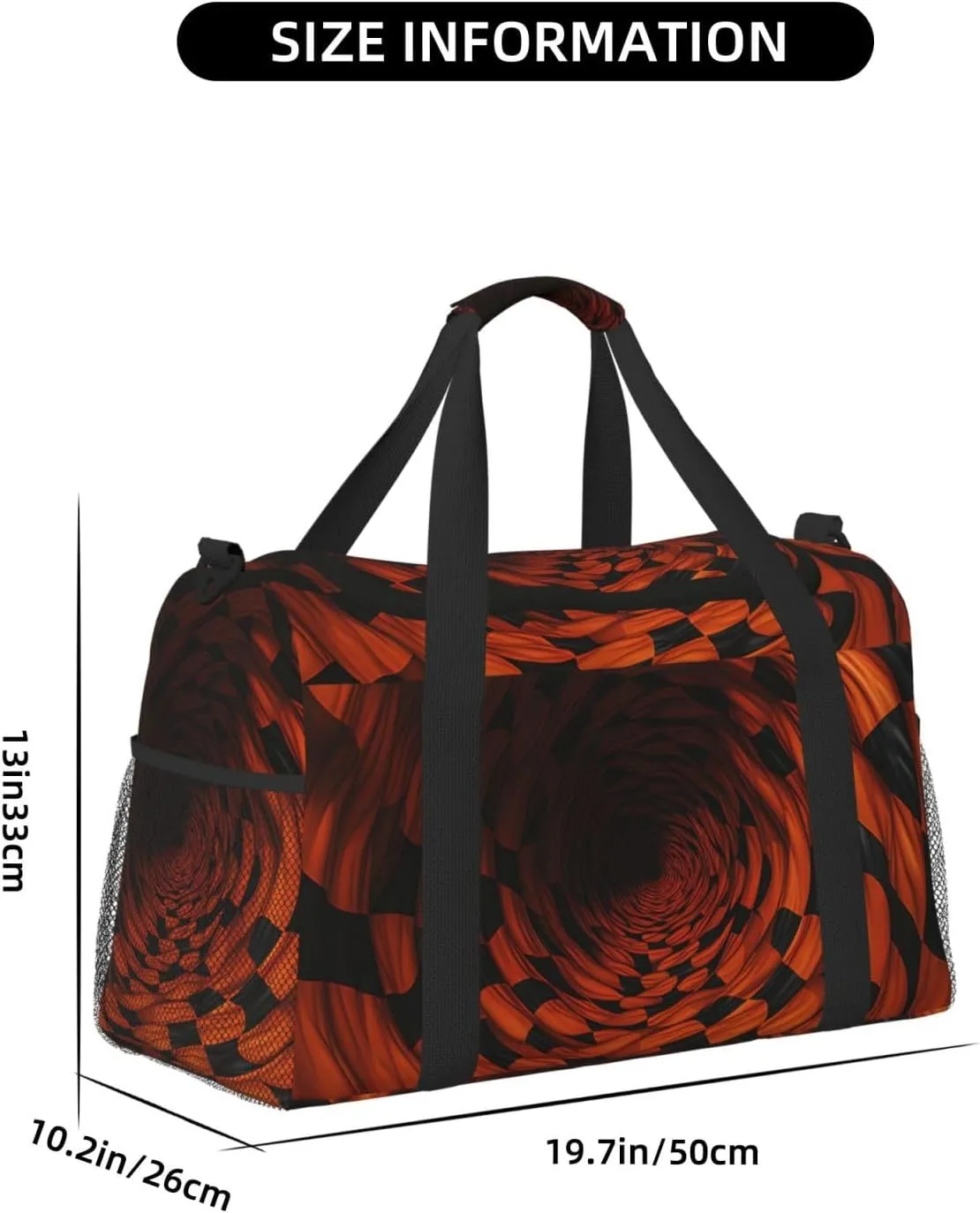 3D Brown Checkered Duffle Bag Foldable Travel Tote Bag Carry On Large Weekender Overnight Bags Waterproof Gym Bag For Women Men