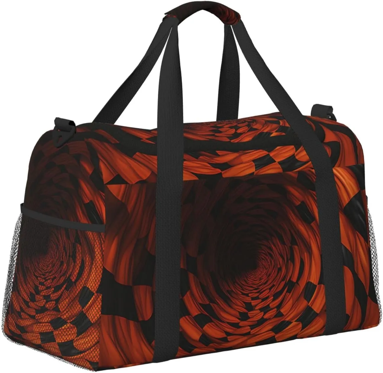 3D Brown Checkered Duffle Bag Foldable Travel Tote Bag Carry On Large Weekender Overnight Bags Waterproof Gym Bag For Women Men