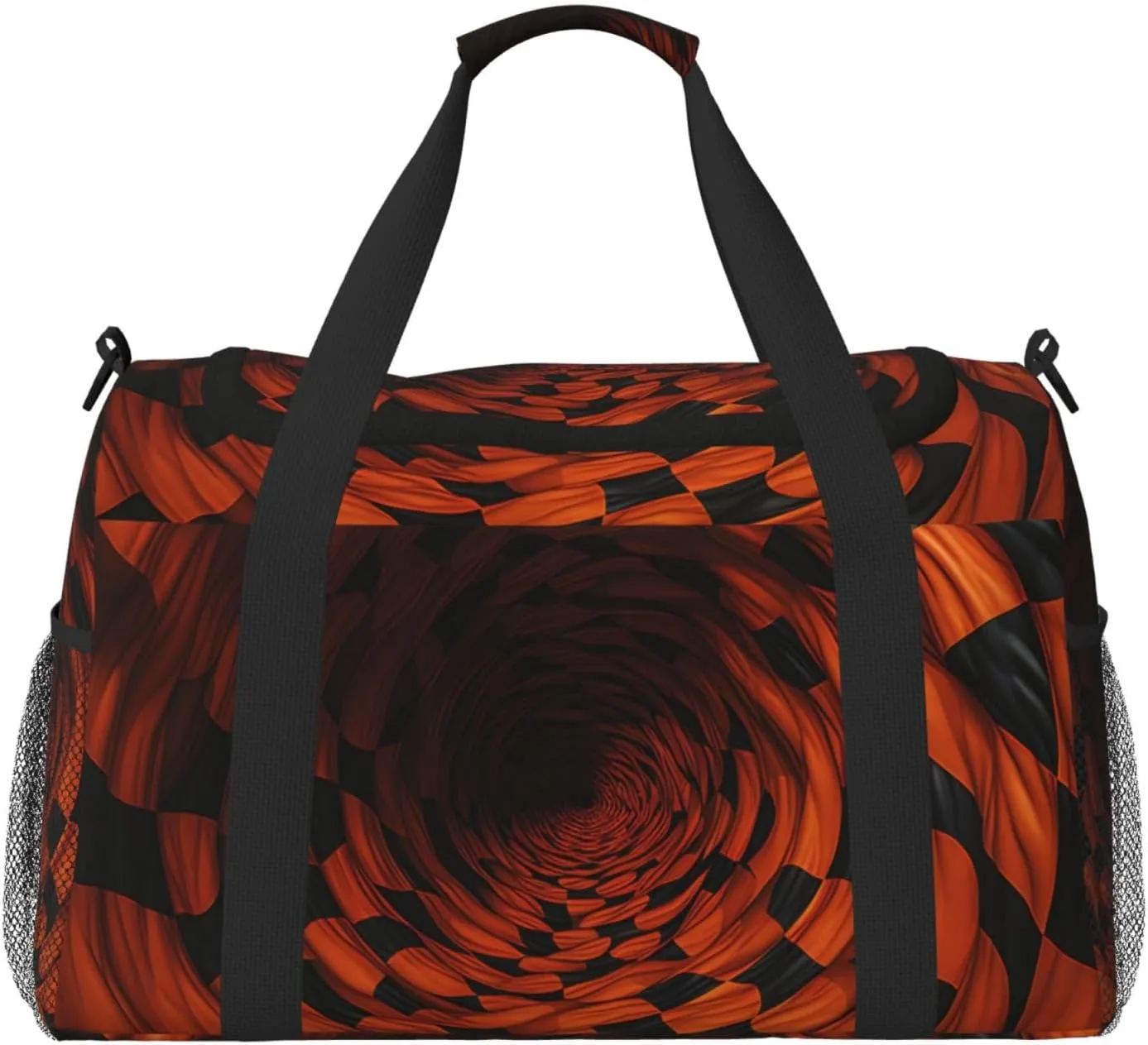 3D Brown Checkered Duffle Bag Foldable Travel Tote Bag Carry On Large Weekender Overnight Bags Waterproof Gym Bag For Women Men