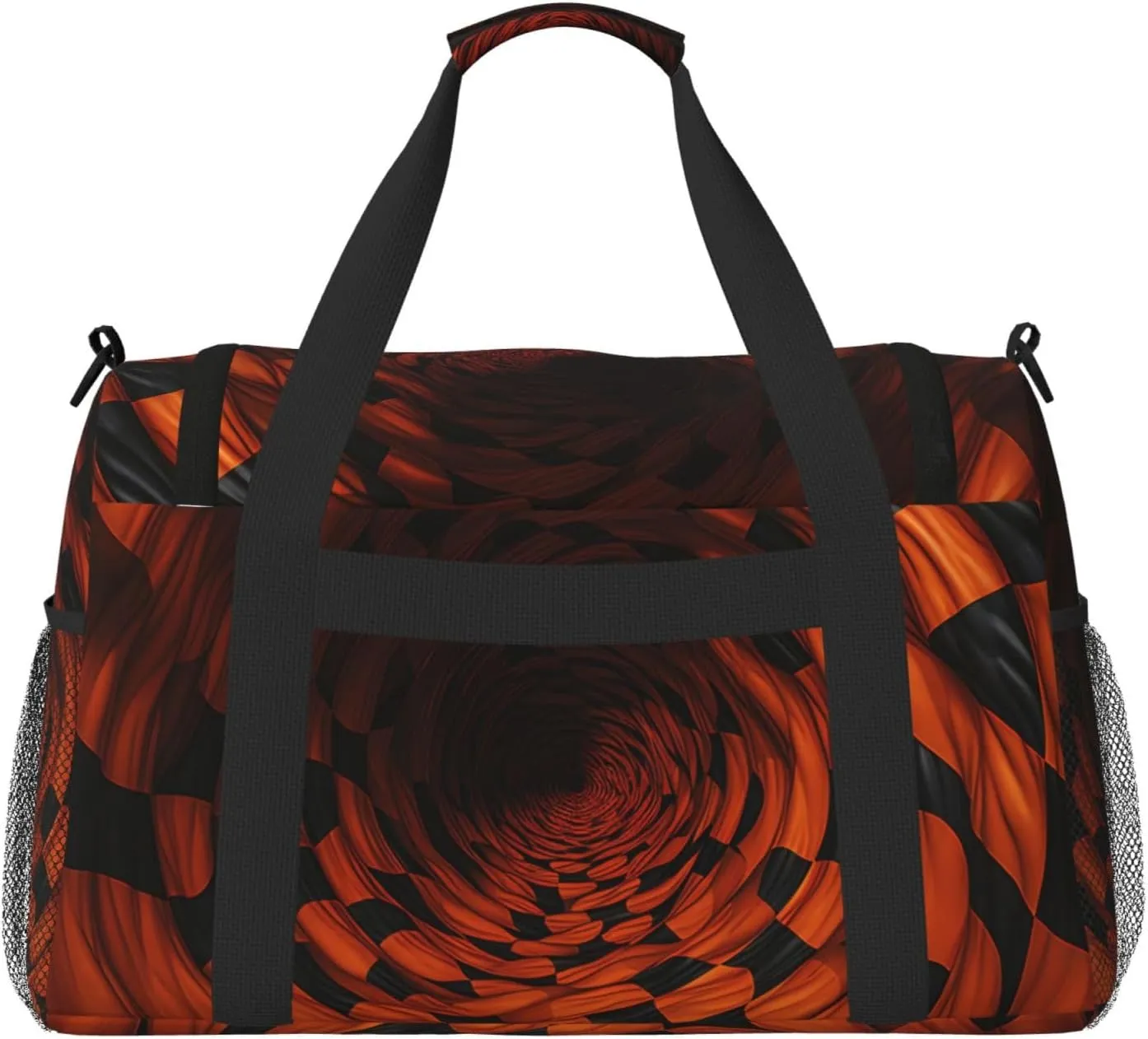 3D Brown Checkered Duffle Bag Foldable Travel Tote Bag Carry On Large Weekender Overnight Bags Waterproof Gym Bag For Women Men