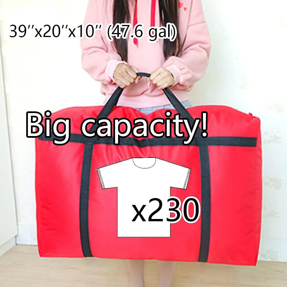 3pcs Extra Large 47.6 gal Heavy duty Storage Bags with Strong Handle, Travel Duffel Clothes Bags for Moving, Travelling, Camping, Festival Decorations Storage, Green Gray Red