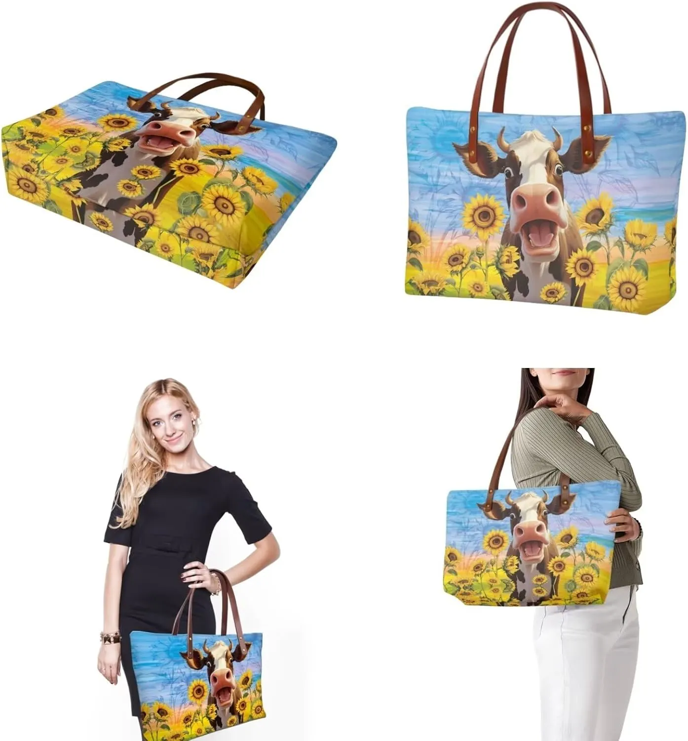 3PCS Tote Bag with Wallet, Purse and Wallet Set for Women Large Top Handle Purse Casual Satchel Handbag