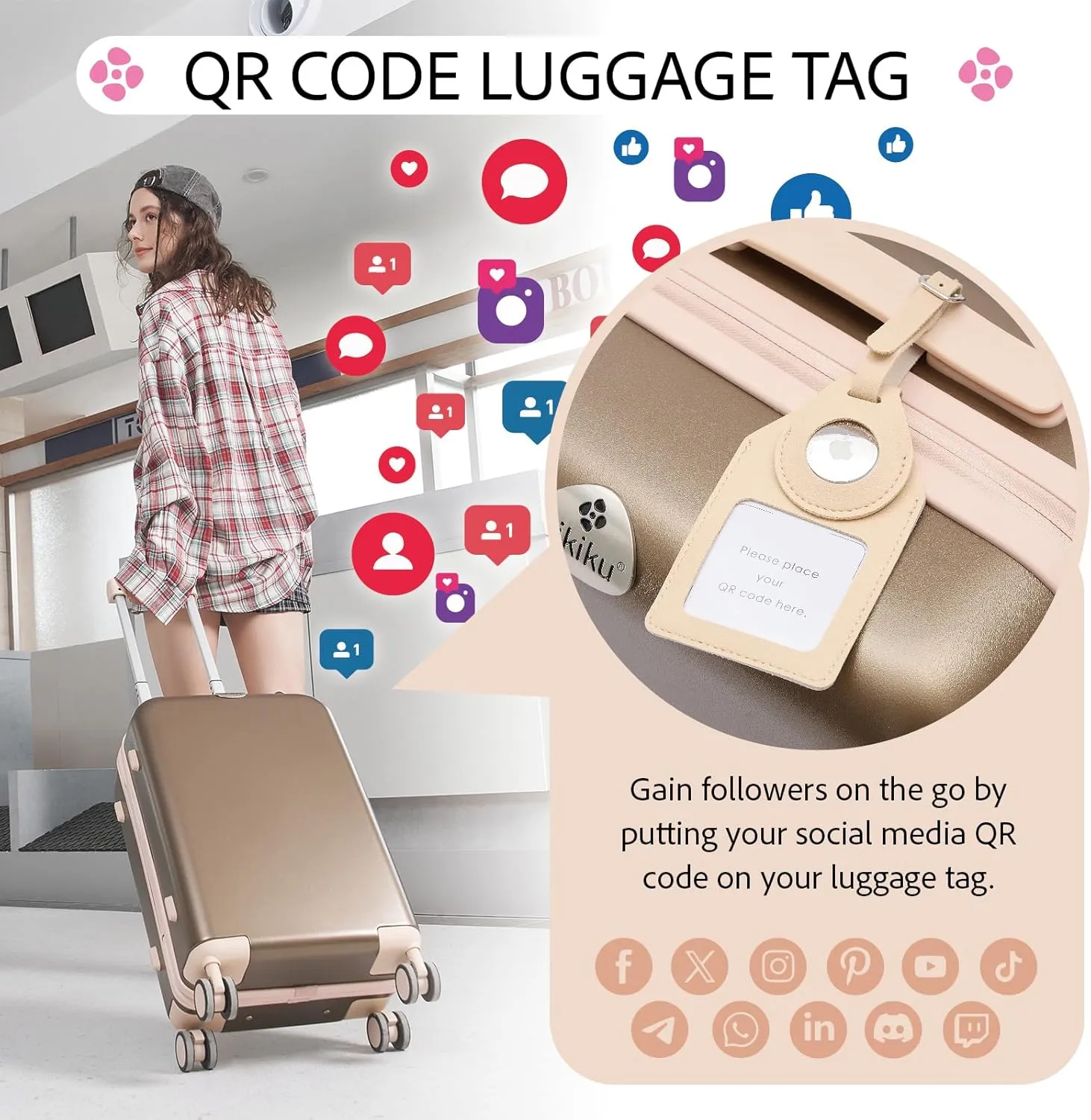 4-Piece Lightweight Luggage Sets for Women, Hardshell Spinner Suitcase with TSA Lock, Expandable Duffel Bag, Luggage Strap, and Leather Tag (Silver Gray, 20inch)