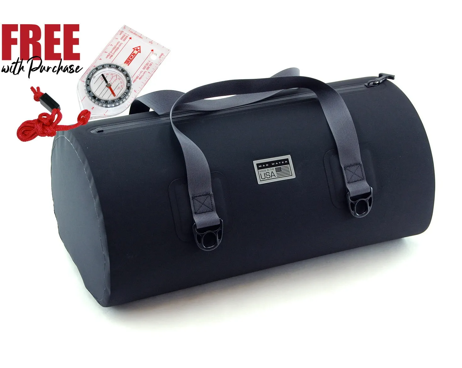 40L Allatoona Waterproof Duffel - Black/Grey   FREE Compass