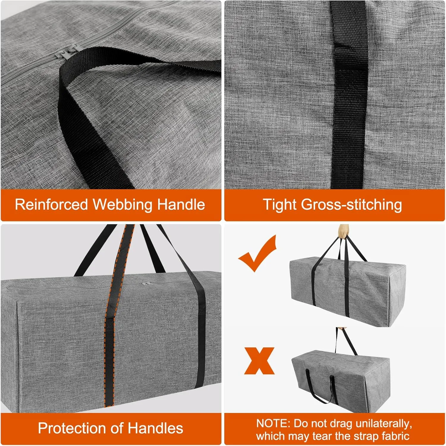 47 Inch Sports Duffle Bag - 195L Large Luffel Bag for Travel, Foldable Luggage Duffle Bag with Zippers for Men Women (Grey)